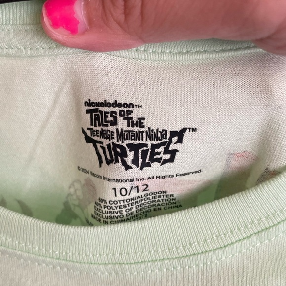 Nickelodeon TMNT Light Green Kids T-Shirt with graphic in front and back L 10/12 - Picture 2 of 5